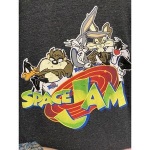 Space Jam Women's‎ Graphic T Shirt Gray Color Speckles Size Large